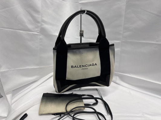 BALENCIAGA Navy Cabas XS 2-Way Tote Bag with Pouch