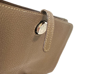 HERMES HERMES Dogon GM Long Wallet Etoupe □K Silver Wallet