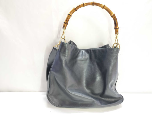 GUCCI Bamboo Gucci Leather Bamboo 2-Way Handbag Tote Bag