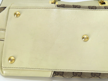 GUCCI GG Canvas Tote Bag, GG Canvas Leather, White and Beige Shoulder Bag