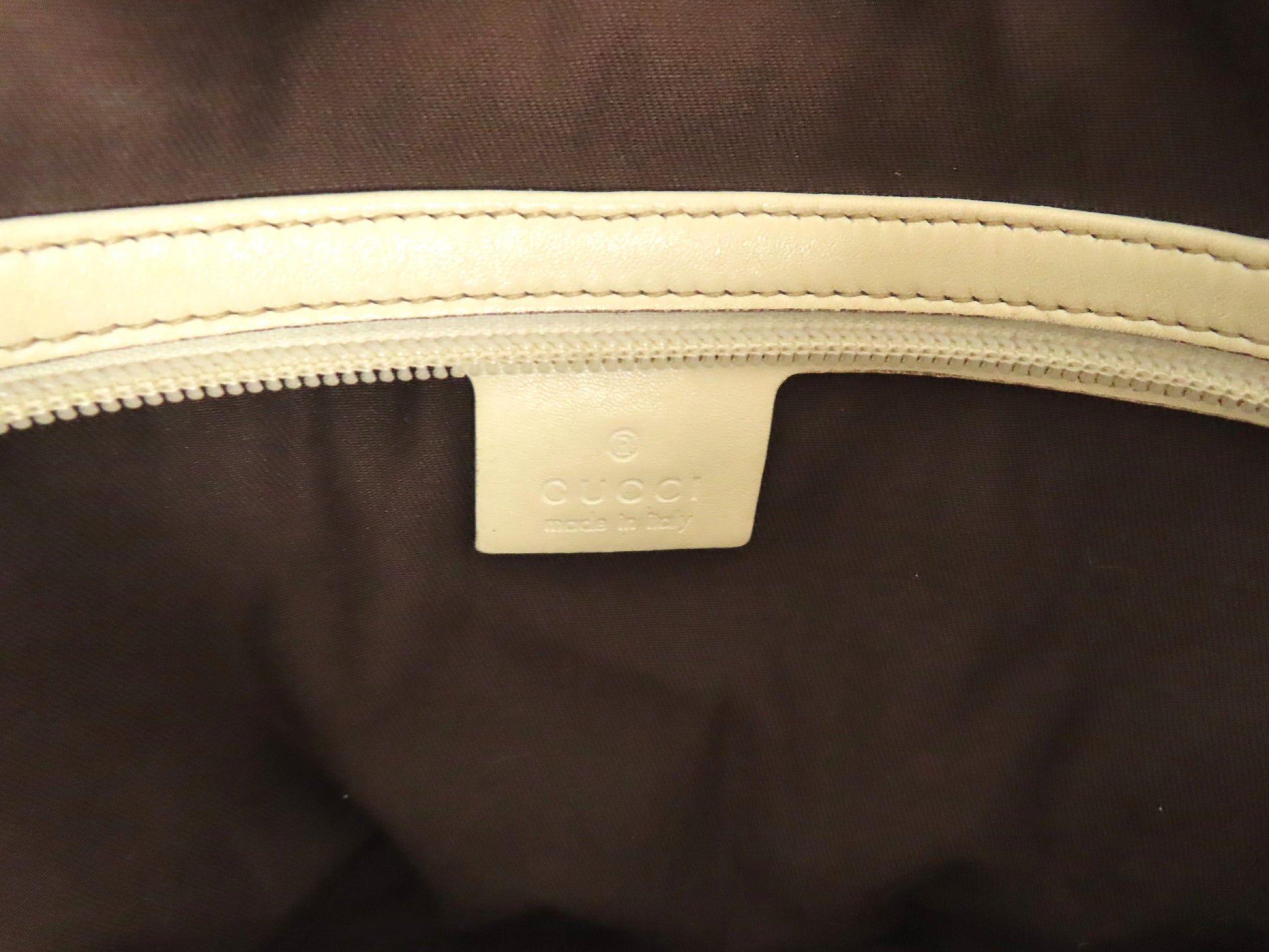 GUCCI GG Canvas Tote Bag, GG Canvas Leather, White and Beige Shoulder Bag