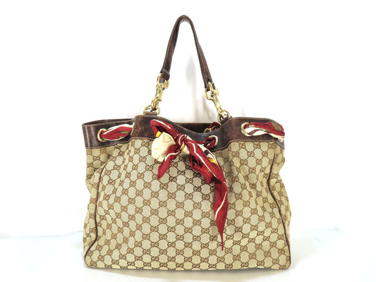 GUCCI GG Canvas GUCCI Scarf Tote Bag Tote Bag