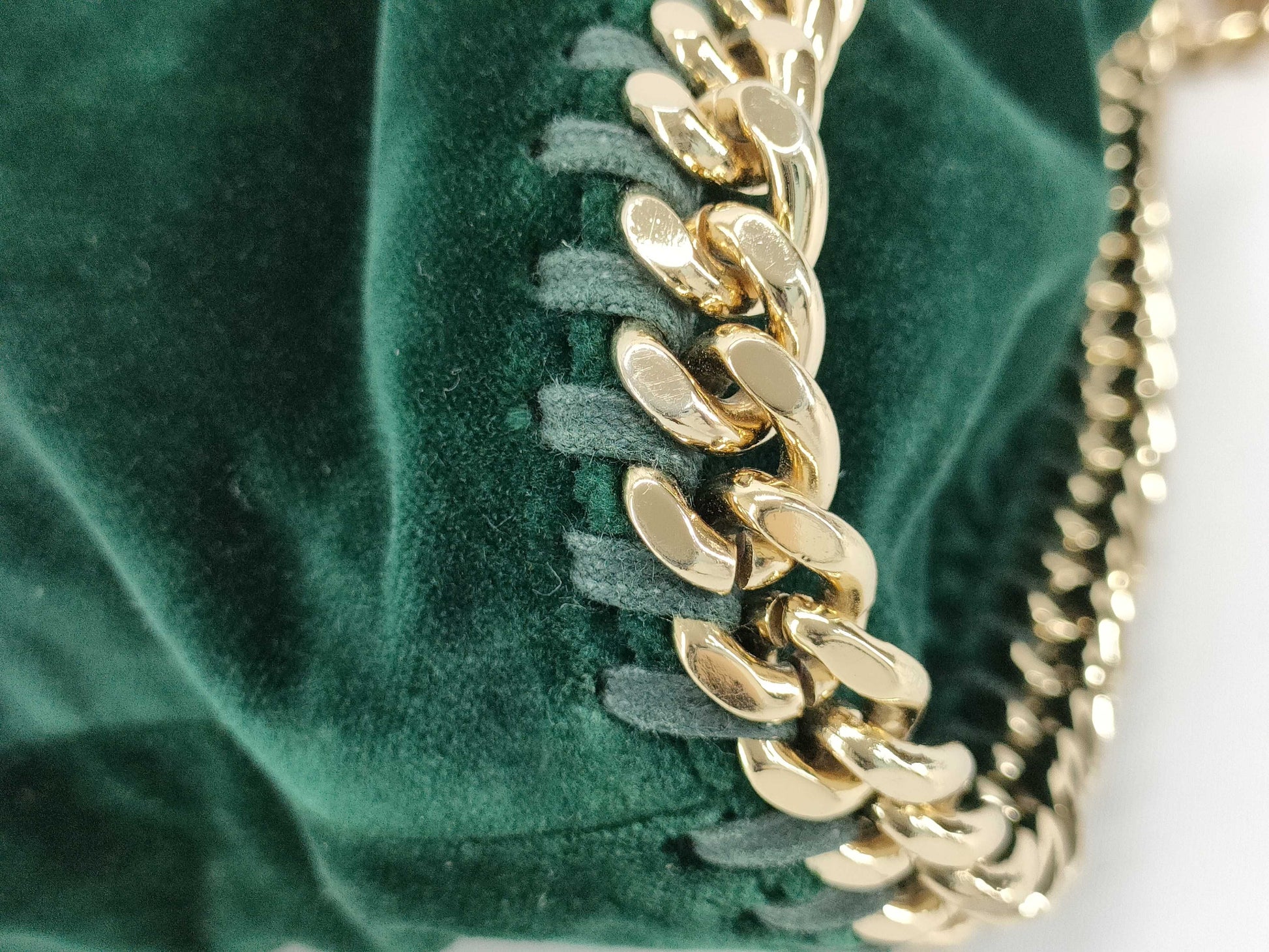 Stella McCartney Velour Chain Shoulder Bag Green