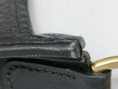 HERMES Evelyn □A Stamp Black Gold Hardware Shoulder Bag