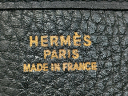 HERMES Evelyn □A Stamp Black Gold Hardware Shoulder Bag