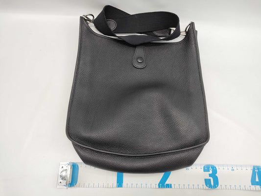 HERMES Evelyn □C Stamp Black Silver Hardware Shoulder Bag