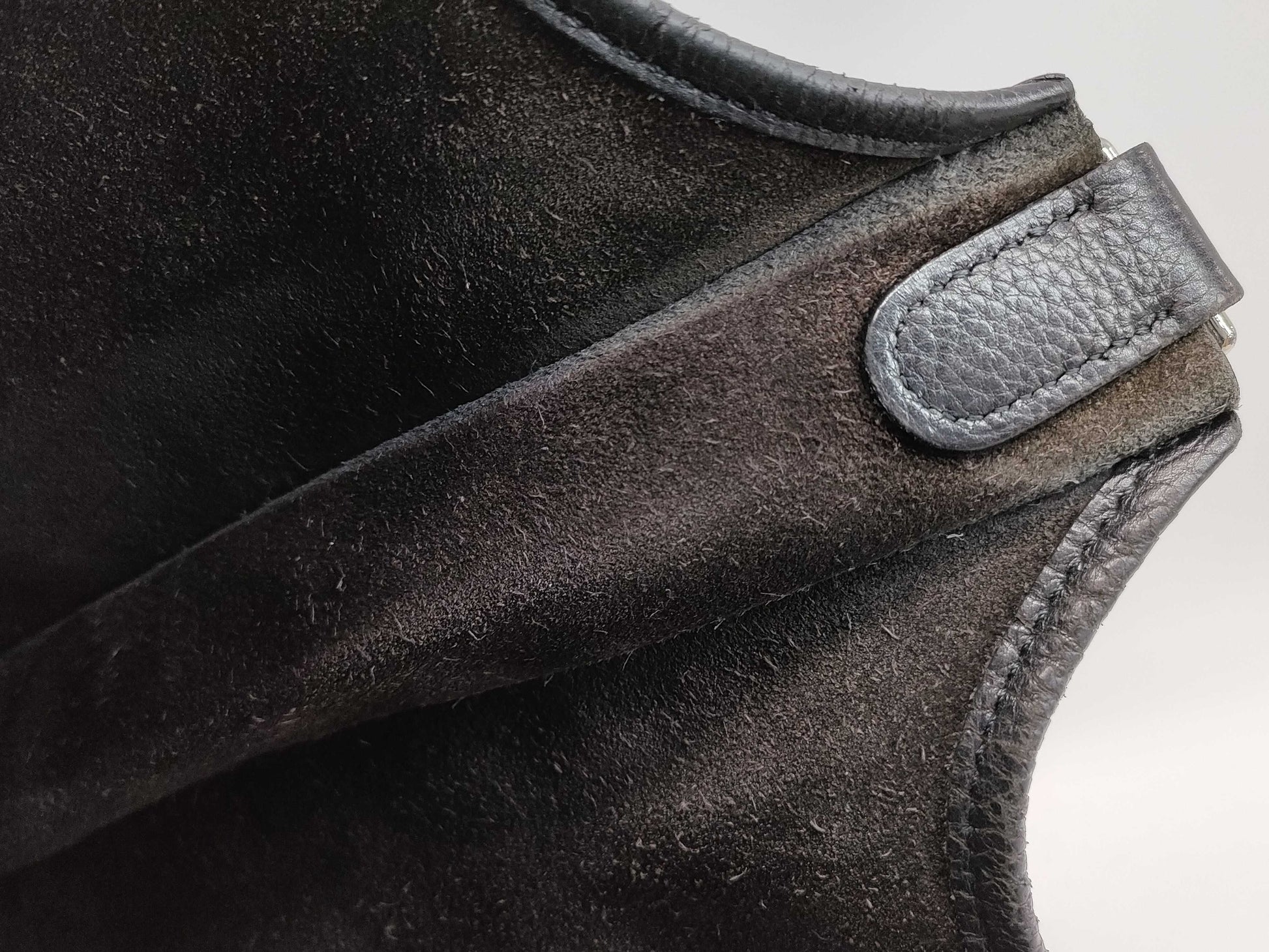 HERMES Evelyn □C Stamp Black Silver Hardware Shoulder Bag