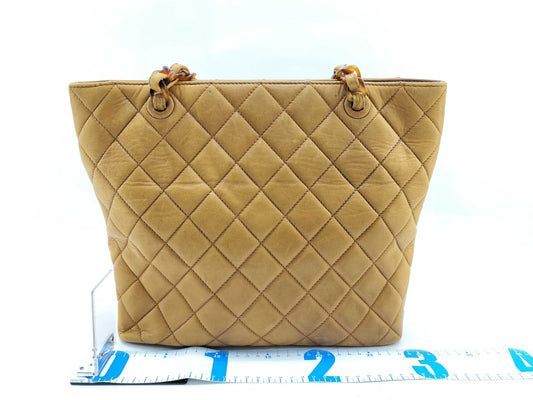 CHANEL Lamb Matelasse Tortoiseshell Chain Tote Bag with Seal