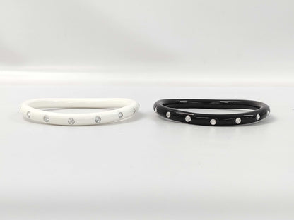 CHANEL CHANEL Bangle Bracelet 00A Black White 2-Piece Bracelet