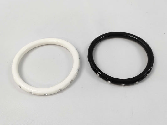 CHANEL CHANEL Bangle Bracelet 00A Black White 2-Piece Bracelet