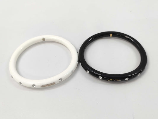 CHANEL CHANEL Bangle Bracelet 00A Black White 2-Piece Bracelet