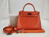HERMES Kelly 25 Lizard 2-Way Bag Orange □I Handbag