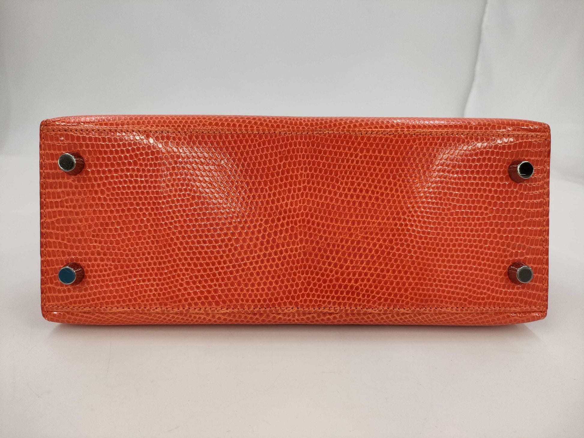 HERMES Kelly 25 Lizard 2-Way Bag Orange □I Handbag