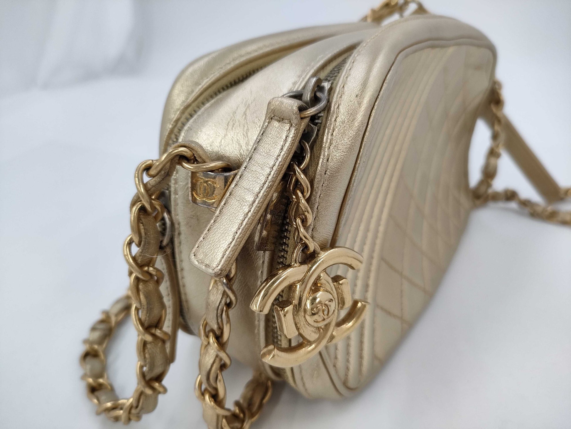 CHANEL Matte Lace Shoulder Bag