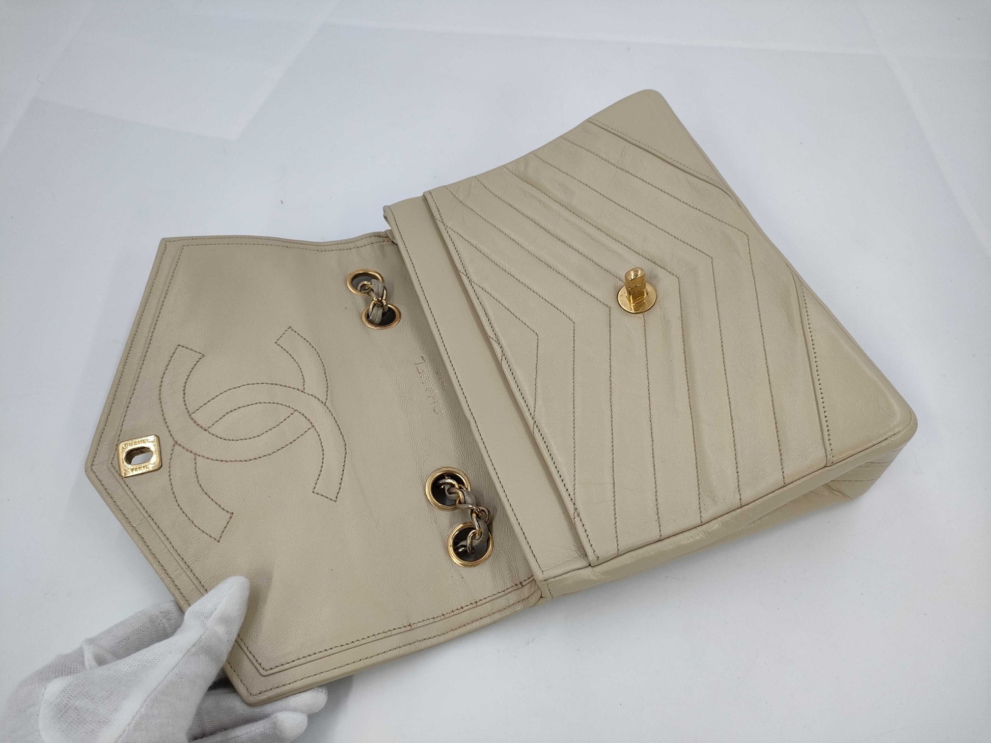 CHANEL Matte Lace Shoulder Bag