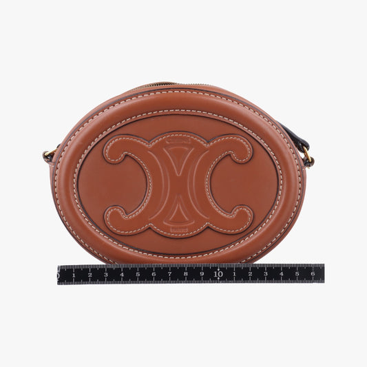 CELINE Oval Purse Cuir Triomphe Brown Leather F-9P-2222 Shoulder Bag