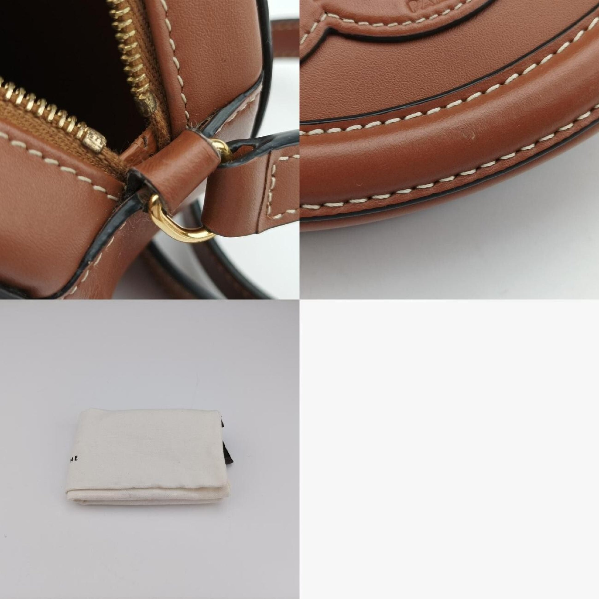 CELINE Oval Purse Cuir Triomphe Brown Leather F-9P-2222 Shoulder Bag