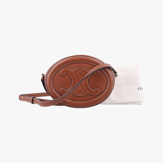 CELINE Oval Purse Cuir Triomphe Brown Leather F-9P-2222 Shoulder Bag