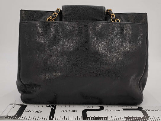 CHANEL CHANEL Supermodel Caviar Skin Chain Tote Bag with Seal and Card, No. 4, Turn Lock