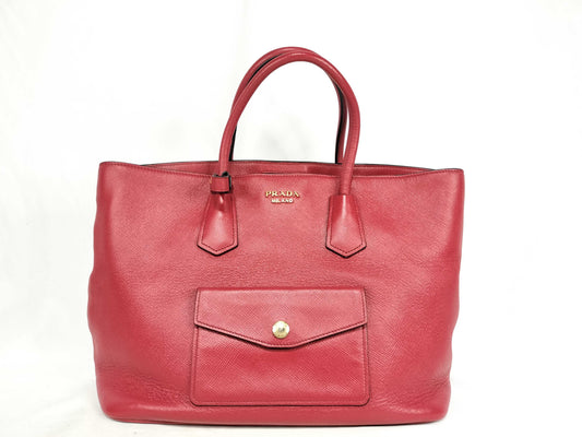 PRADA PRADA Leather Tote Bag Red Tote Bag