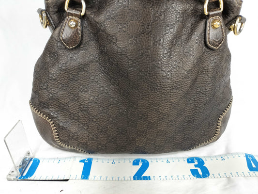 GUCCI GUCCI Horsebit Leather Handbag Brown with Strap Shoulder Bag