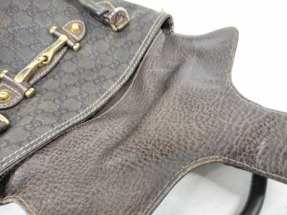 GUCCI GUCCI Horsebit Leather Handbag Brown with Strap Shoulder Bag