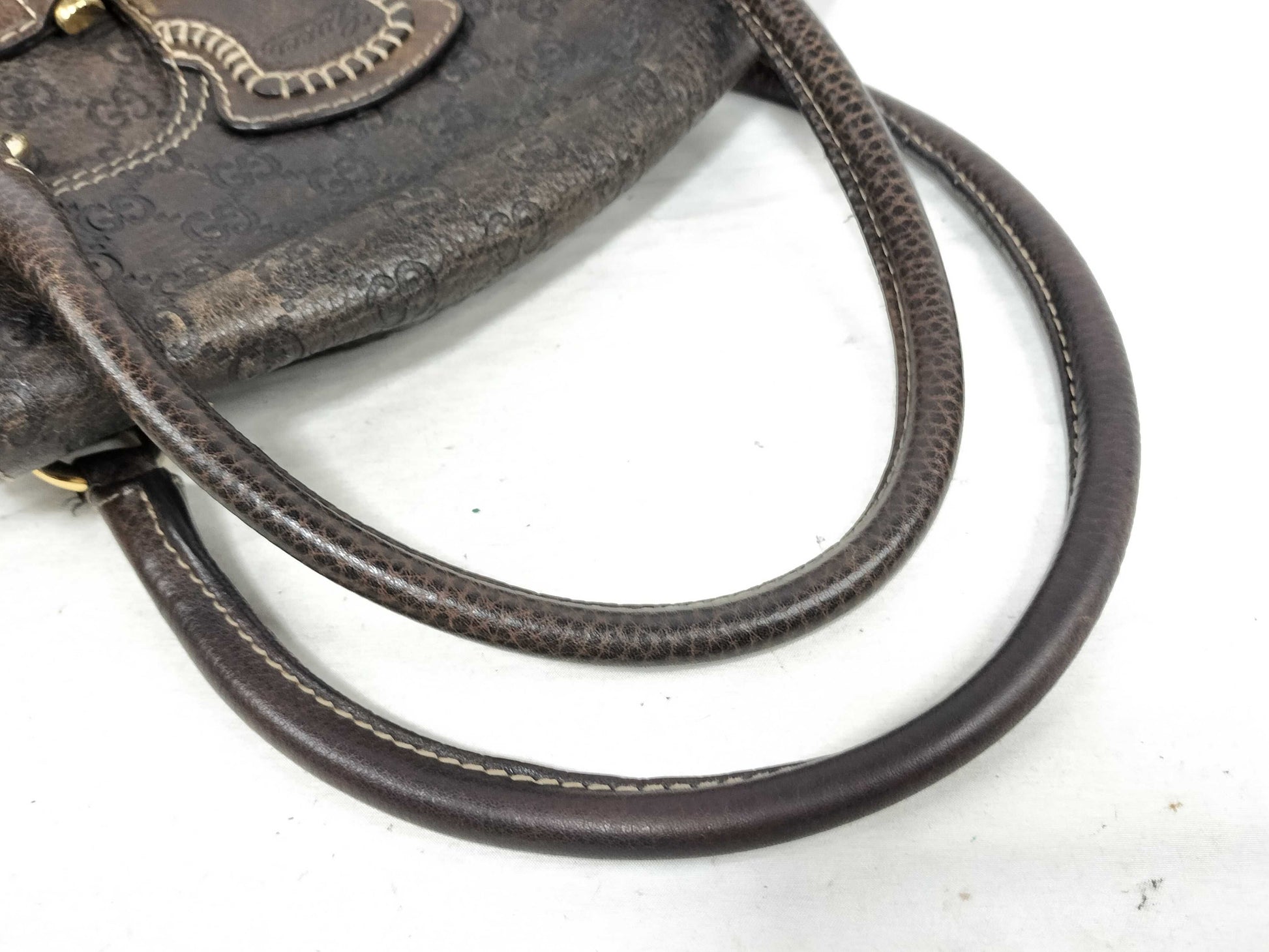 GUCCI GUCCI Horsebit Leather Handbag Brown with Strap Shoulder Bag