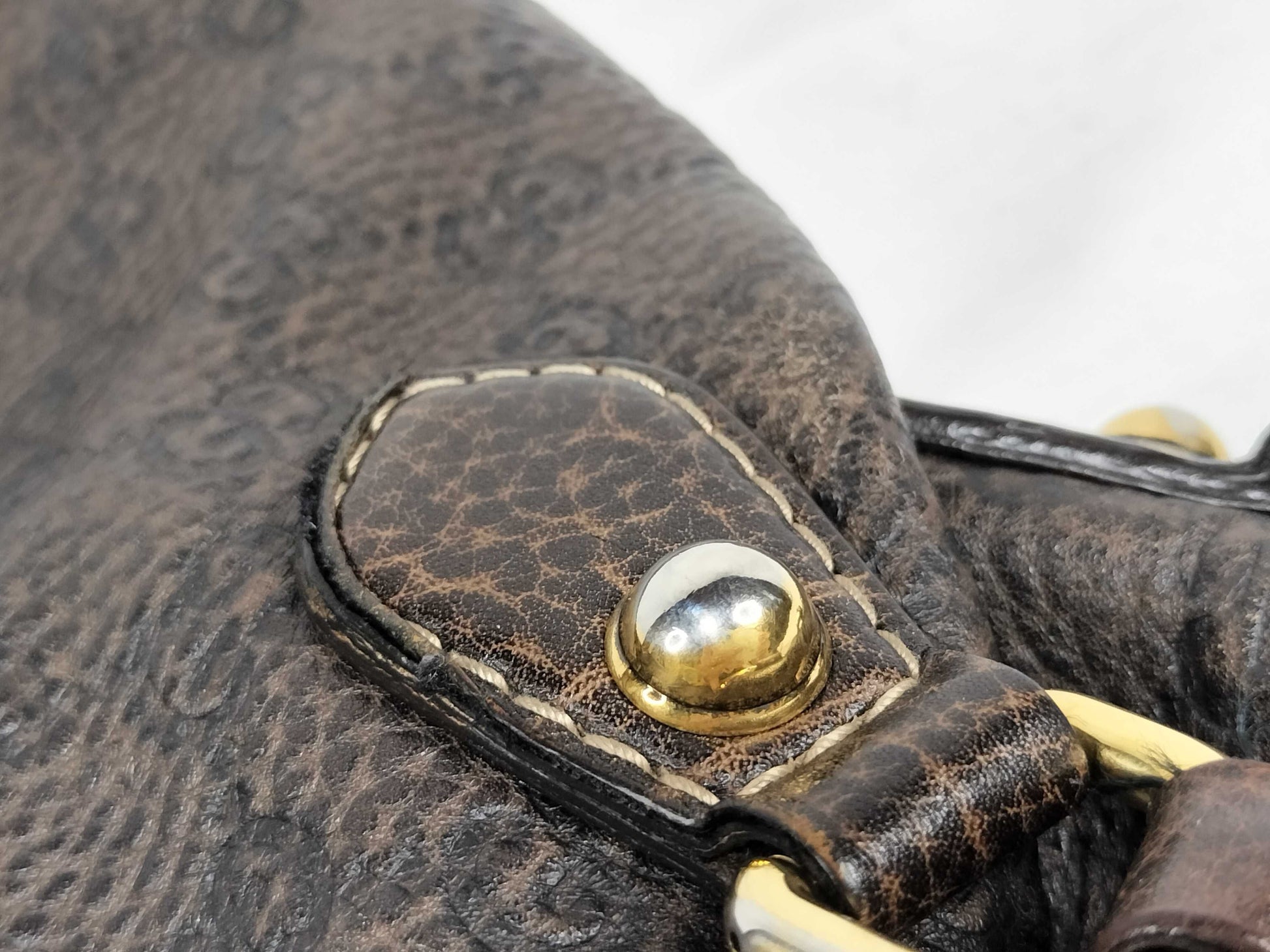 GUCCI GUCCI Horsebit Leather Handbag Brown with Strap Shoulder Bag
