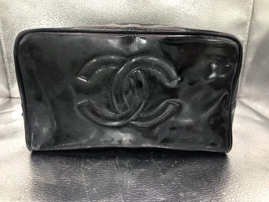 CHANEL Coco Mark Pouch with Serial Seal 3628483 Patent Leather Black Pouch