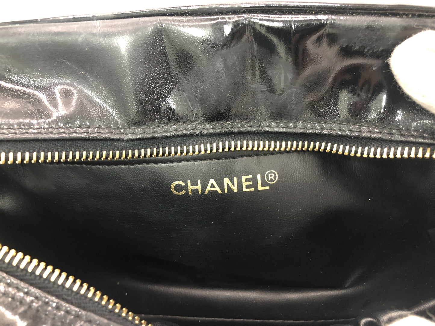 CHANEL Coco Mark Pouch with Serial Seal 3628483 Patent Leather Black Pouch