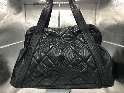 CHANEL Coco Mark Handbag with Serial Seal 13528476 Patent Leather Black Handbag
