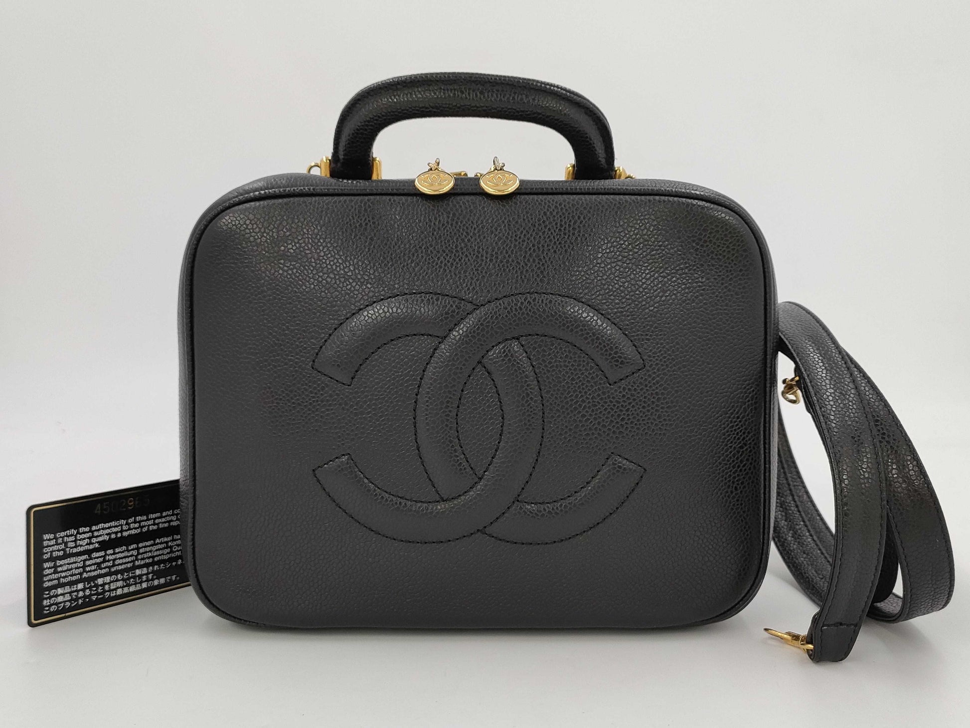 CHANEL Coco Mark 2-way Caviar Skin Hand/Shoulder Vanity Bag 4502965 Handbag