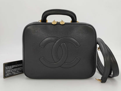 CHANEL Coco Mark 2-way Caviar Skin Hand/Shoulder Vanity Bag 4502965 Handbag