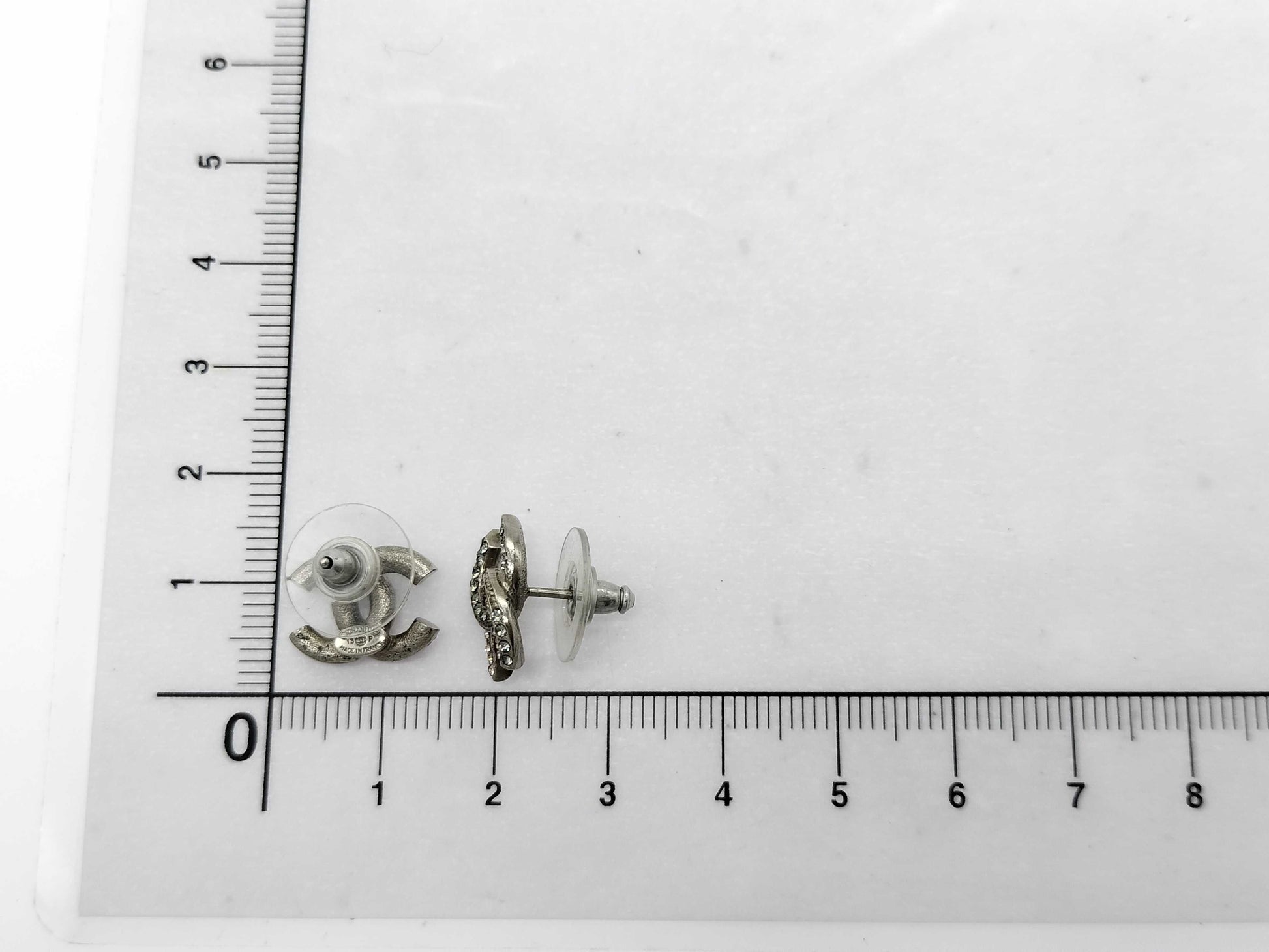 CHANEL Coco Mark Color Stone Coco Earrings Silver Earrings