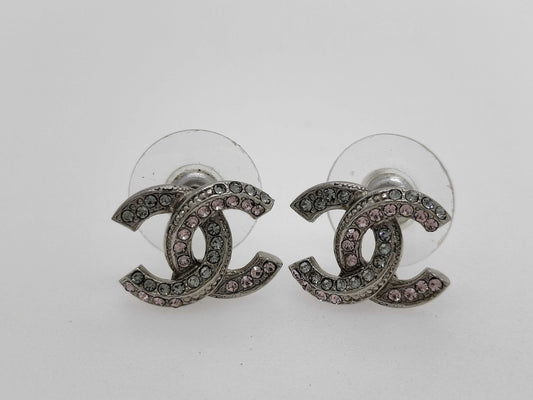 CHANEL Coco Mark Color Stone Coco Earrings Silver Earrings