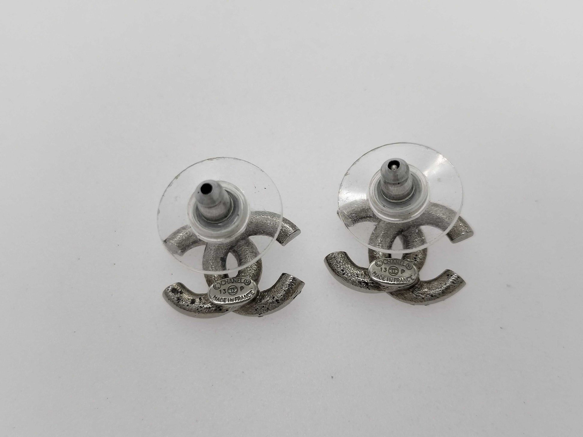 CHANEL Coco Mark Color Stone Coco Earrings Silver Earrings