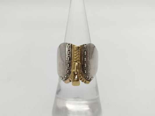 HERMES Zipper Motif Ring, Combination Colors, Size 13