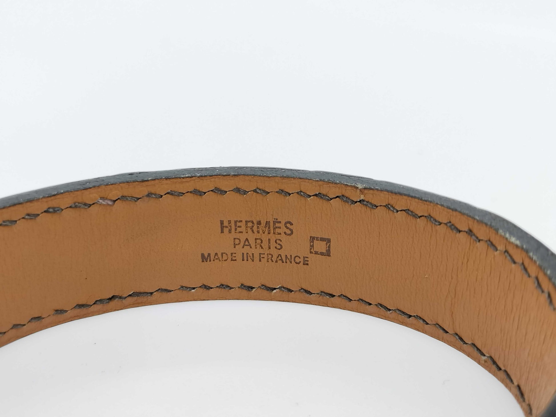 HERMES HERMES Pourtour Crocodile Leather Bracelet Bangle