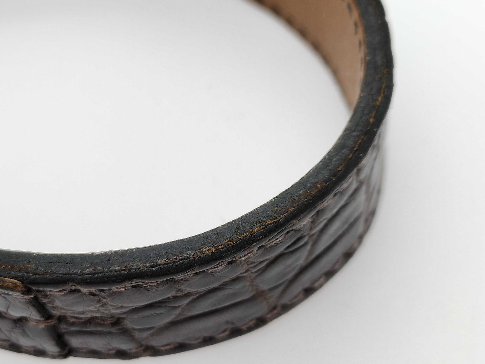 HERMES HERMES Pourtour Crocodile Leather Bracelet Bangle