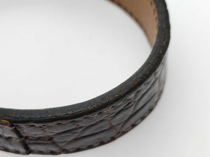HERMES HERMES Pourtour Crocodile Leather Bracelet Bangle