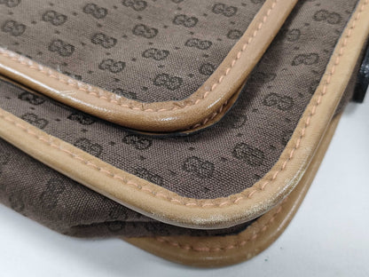 GUCCI 067 Shoulder Bag, Old Gucci Micro GG Canvas and Leather, Brown Shoulder Bag