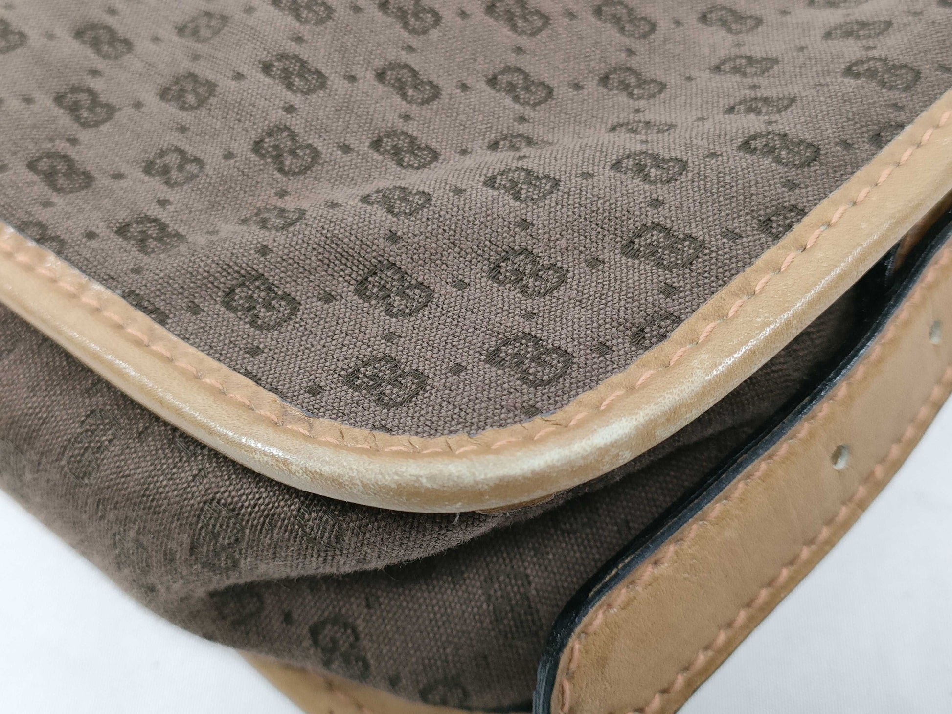 GUCCI 067 Shoulder Bag, Old Gucci Micro GG Canvas and Leather, Brown Shoulder Bag