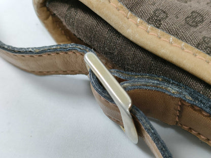 GUCCI 067 Shoulder Bag, Old Gucci Micro GG Canvas and Leather, Brown Shoulder Bag