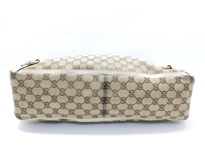 GUCCI GG Canvas Tote Bag 141472 GG Canvas Leather Beige White Tote Bag