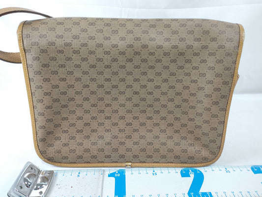 GUCCI 001116 Micro GG Shoulder Bag in GG Supreme Canvas, Camel