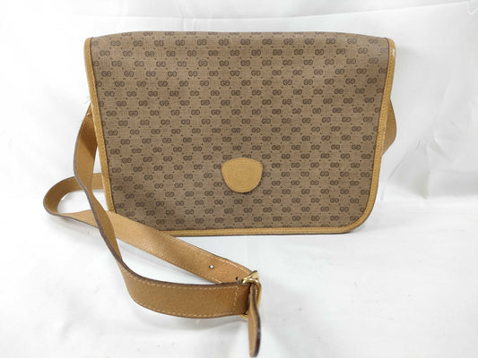 GUCCI 001116 Micro GG Shoulder Bag in GG Supreme Canvas, Camel