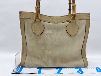 GUCCI Bamboo Gucci 002 0260 Handbag Bamboo Suede Leather Ivory Handbag