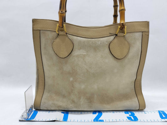 GUCCI Bamboo Gucci 002 0260 Handbag Bamboo Suede Leather Ivory Handbag