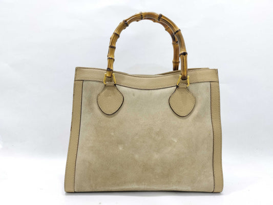GUCCI Bamboo Gucci 002 0260 Handbag Bamboo Suede Leather Ivory Handbag