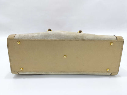 GUCCI Bamboo Gucci 002 0260 Handbag Bamboo Suede Leather Ivory Handbag